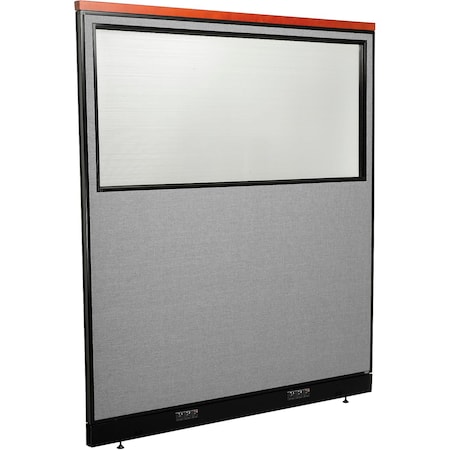 Interion By Global Industrial Interion Deluxe Electric Office Partition Panel with Partial Window, 60-1/4inW x 65-1/2inH, Gray 694717WEGY